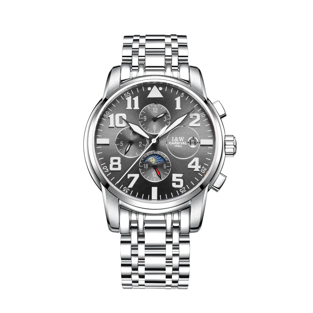 

Leisure Automatic Mechanical Genuine Leather Waterproof Watch with Rome Digital Business for Various Occasions I&W761