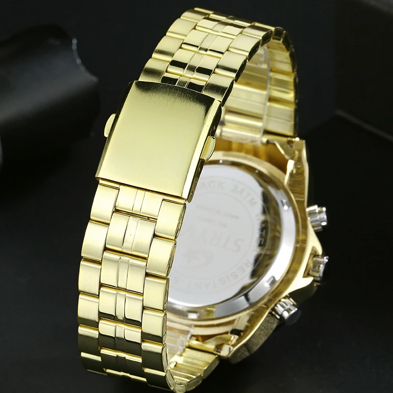 STRYVE 2019 Week Date LED Back Light Watch Waterproof Stainless Steel Strap Military Silver Watch D