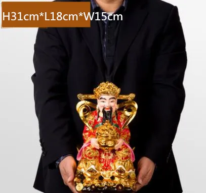 Dios de la riqueza Buda Kaiguang Fortuna ornamentos Wencai Dios Buda estatua casa empresa regalos de la suerte adoración dioses 31 cm altura