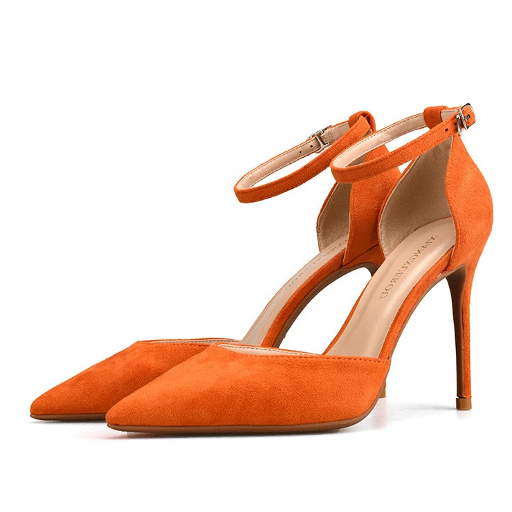 

Black Flock Women Sandals Ppinted Toe Buckle Strap Casual Fashion Women Summer Sandals Thin High Heels Sandals H0031