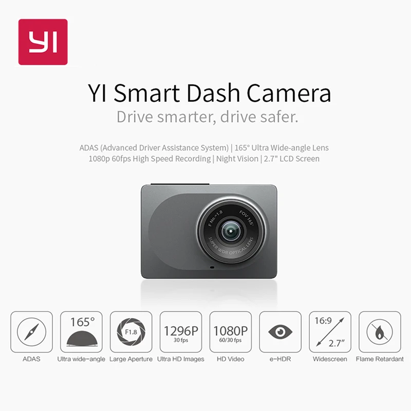 YI Smart car dvr камера 1080P 60fps 165 градусов детектор 2," g-сенсор тире камера ADAS безопасное напоминание YI Автомобильный видеорегистратор