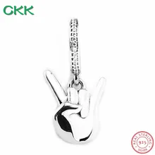 CKK стерлингового серебра 925 ослепительный семейный жесты Висячие бусины с прозрачными CZ DIY Fit PANDORA Подвески для женщин Изготовление ювелирных изделий CKA004