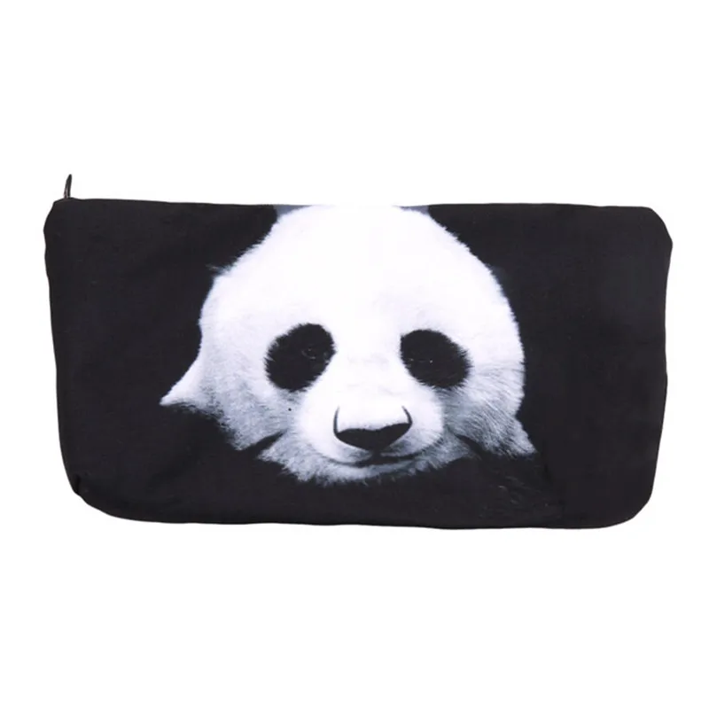 لطيف 3D الطباعة الأسود الباندا القط سستة مربع التجميل أكياس السفر حقيبة مستحضرات تجميل السفر السيدات الحقيبة