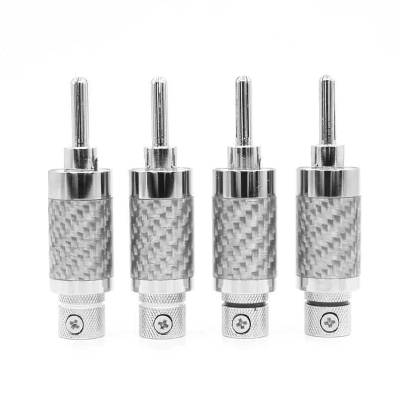 

Free shipping 4PCS Rhodium plated Banana Speaker cable Plug HiFi Connector