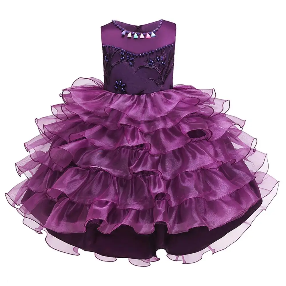 

New Kids Girls White Tail Ball Gown Princess Dress for Wedding Party Teenage Children Birthday Dresses for 4-10 Years old Girls