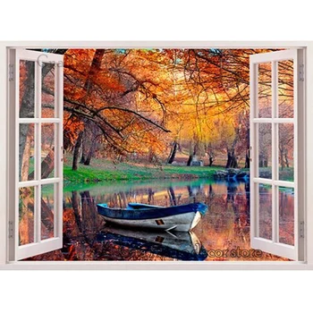 

5D Diy Diamond Painting Embroidery Pattern 3d Cross Stitch Kits Window Autumn Scenery Drill Wall Stickers Handcrafts Home Decor