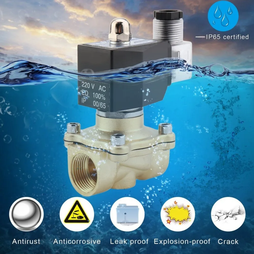 

Practical 3/4 Inch AC 220V 2W Square Coil Pure Copper Direct Acting Solenoid Valve Single Electromagnetic Valve Garden Connector