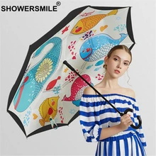SHOWERSMILE Reverse Umbrella Automatic Print Inverted Umbrella Folding Double Layer Sunny And Rainy Windproof Inverted Umbrella SHOWERSMILE Reverse Umbrella Automatic Print Inverted Umbrella Folding Double Layer Sunny And Rainy Windproof Inverted Umbrella