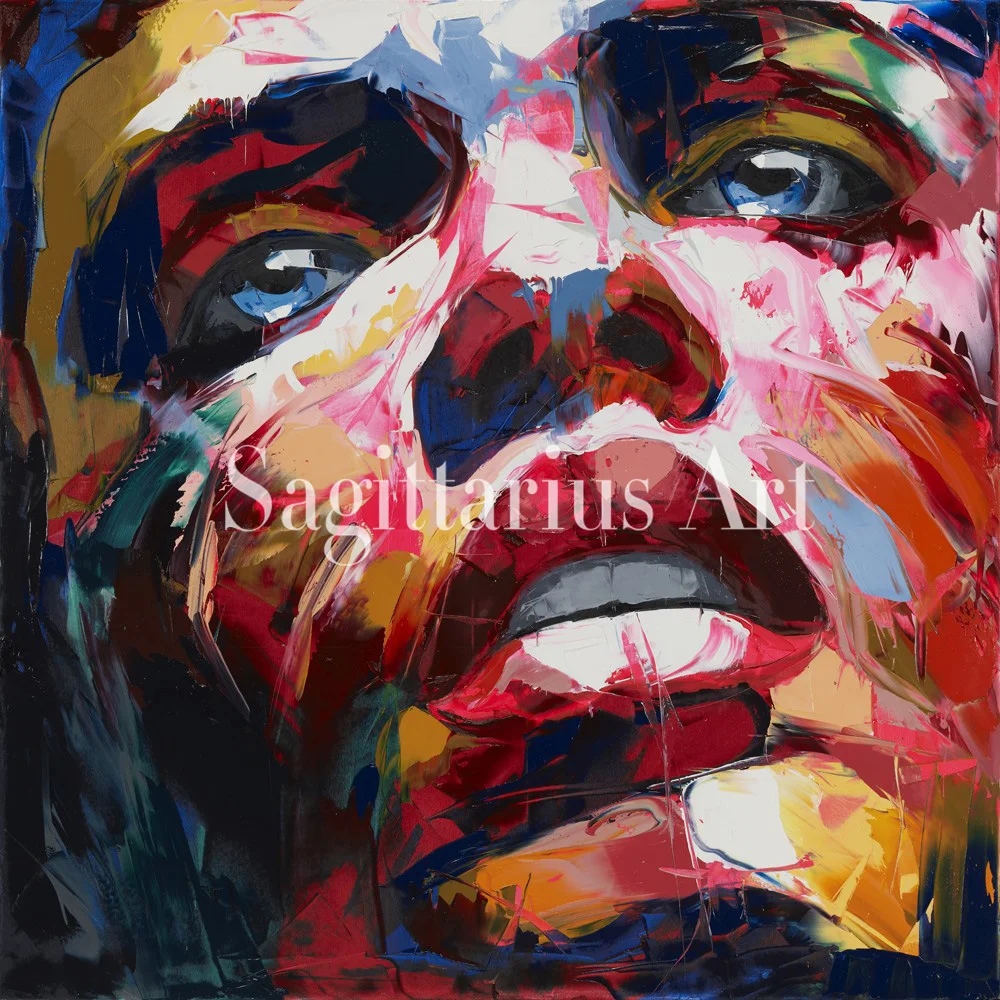 

Hand Painted High quality Palette knife Francoise Nielly Designers Oil Painting Canvas Impasto face Wall Living Room Fine Art