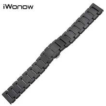 Plein En Céramique Bande de Montre 22mm pour Samsung Gear S3 Classique/frontière Butterfly Boucle Courroie de Poignet Bracelet Noir Blanc + outil
