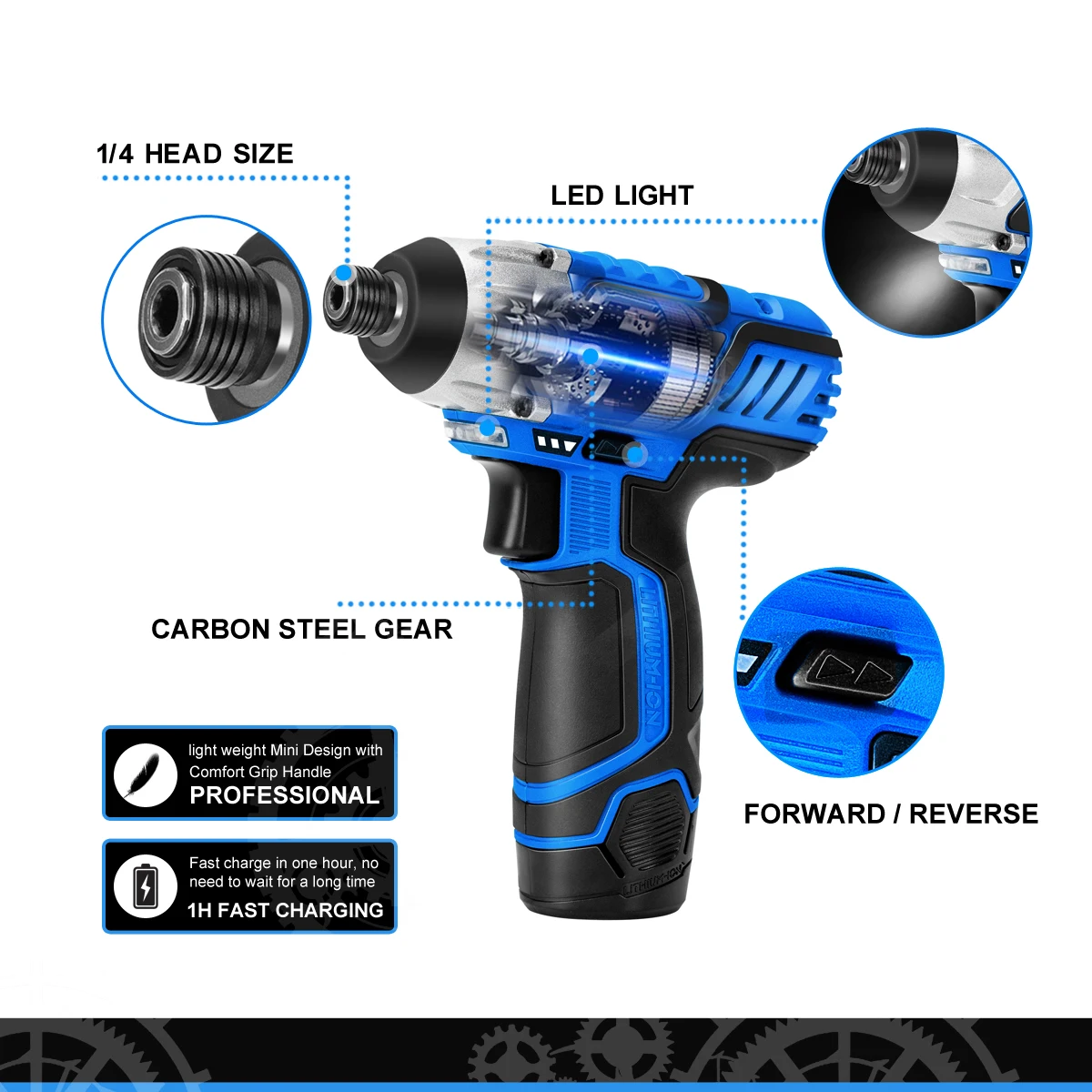 PROSTORMER 100NM Electric Screwdriver 12V Cordless Drill Lithium Battery Rechargeable Hexagon Power Cordless Screwdriver Screw