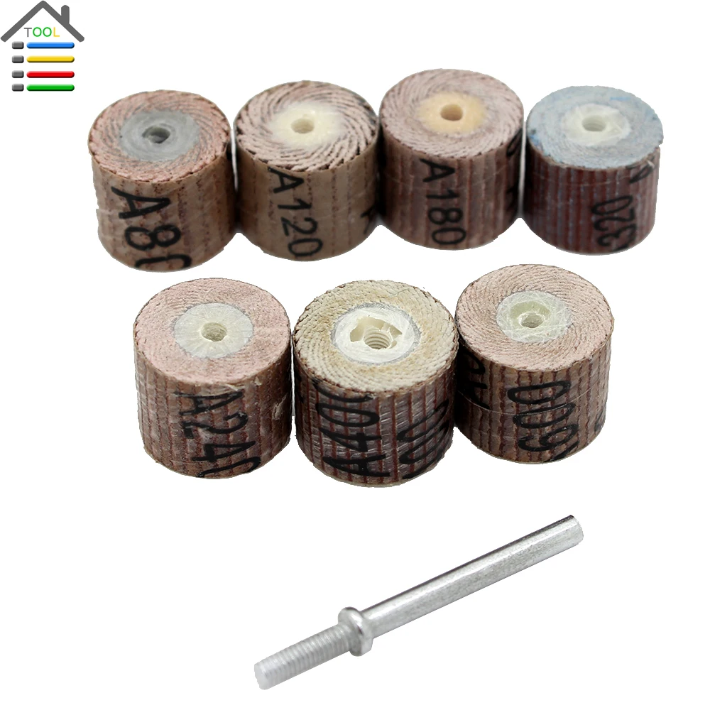 

AUTOTOOLHOME 7PC 80-600 Grit Sander Sanding Flap Wheel Grinding Buffing Replacement Disc Grinding Head For Dremel Tools