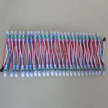 

18AWG wire 100pcs/string DC5V 12mm WS2811 addressable digital full color RGB led pixel string node module lights,waterproof IP68