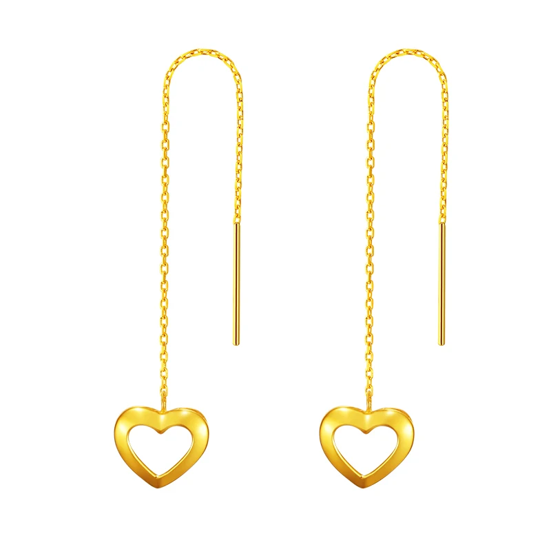 

New Arrival 24K Yellow Gold Dangle Earrings Women Heart Dangle Earrings 0.95g