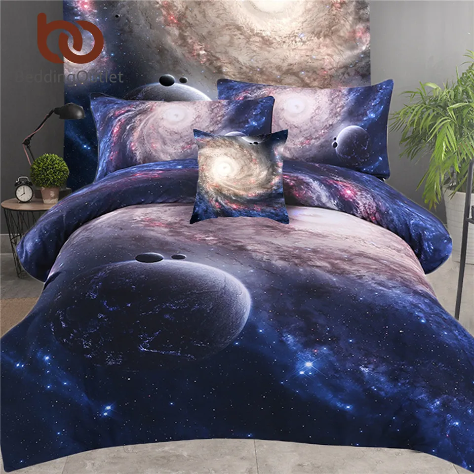 

BeddingOutlet 5pcs Bed in a Bag Galaxy 3D Bedding Set Kids Home Textiles Twin Full Queen King Nebula Printed Soft Bed Set