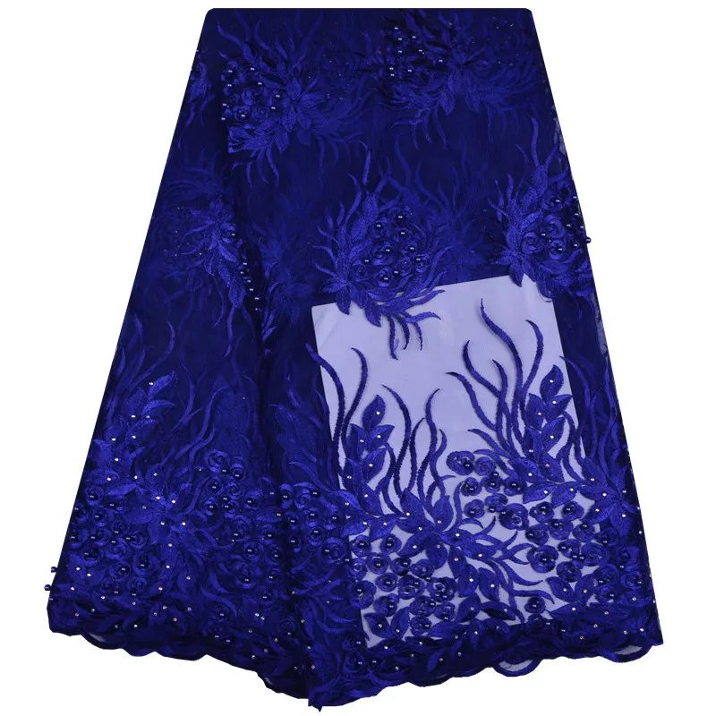 

Latest African Lace 2018 Blue Lace Fabric Nigerian French Lace Fabric High Quality French Tulle Lace Fabric For Women Dress 1186