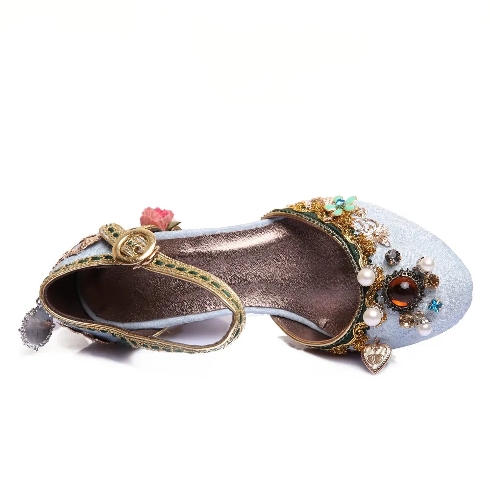 Krazing Pot/Новинка года; Модная брендовая обувь; Роскошные женские туфли-лодочки на высоком каблуке, украшенные цветами и жемчугом; вечерние, свадебные, повседневные туфли со стразами; большие размеры