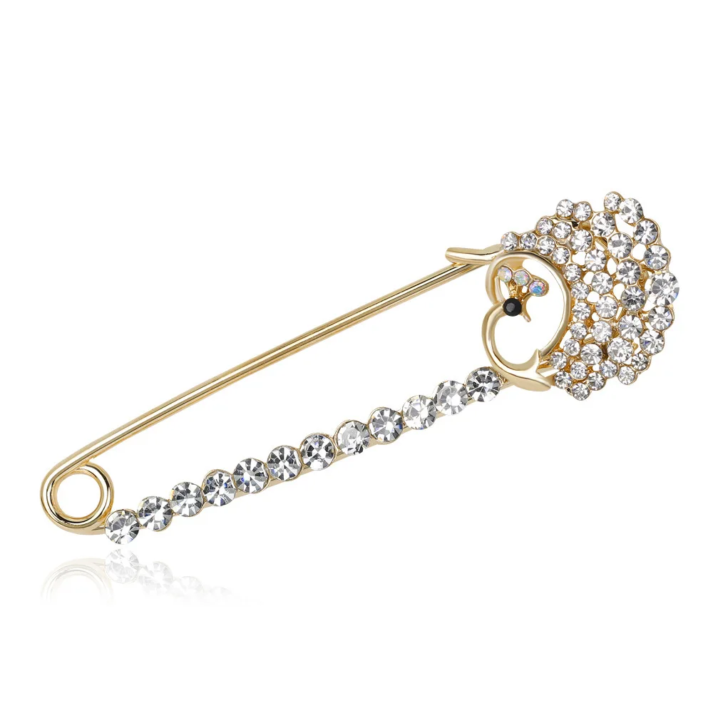 

Foreign Trade Ornaments Fashion Curved Needle Brooch Metal Brooch Peacock Fashion Women's Silk Scarf Buckle Goods In Stock