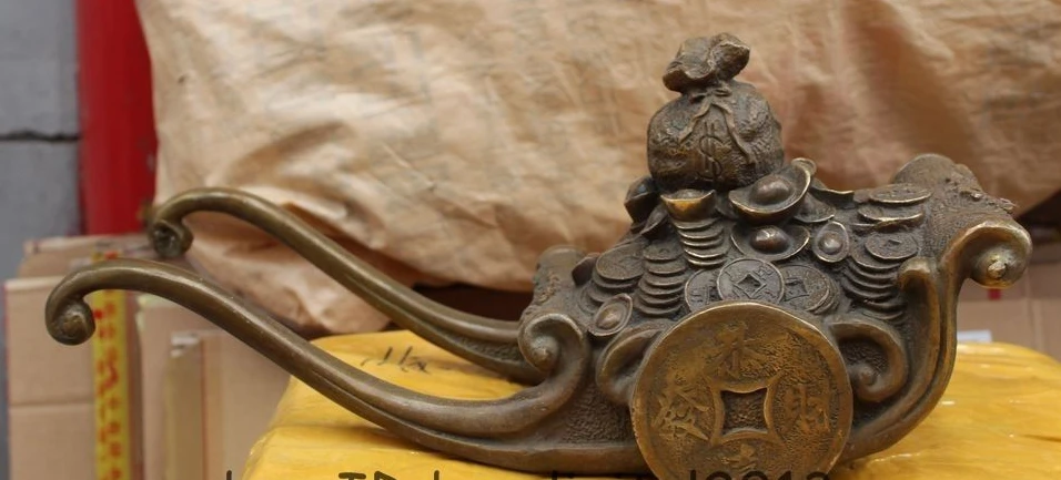 

8"China Bronze Money OX Money car Arrogance tenacity Help your Trade is brisk