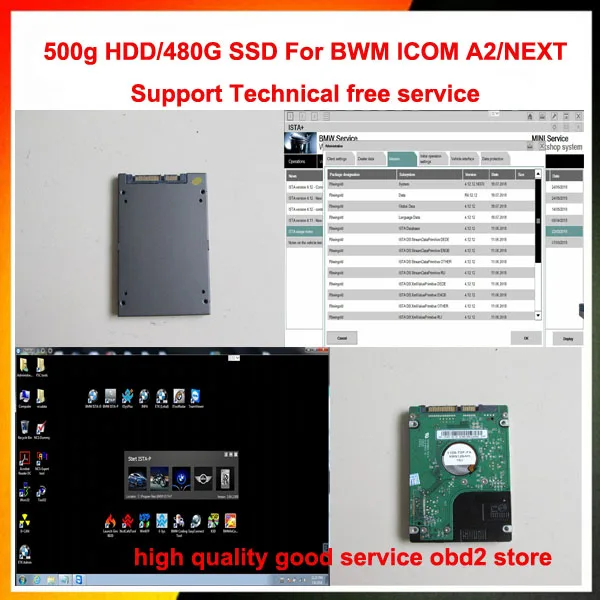 

2019 03 For BMW ICOM A2 Software ISTA D 4.15 ISTA P 3.66 Expert mode Latest ICOM Next HDD 500GB/480g SSD fit in 95% Laptop