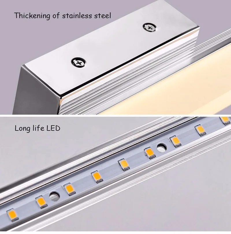 Более длинный светодиодный светильник-зеркало AC90-260V современный косметический акриловый настенный светильник для ванной комнаты водонепроницаемый