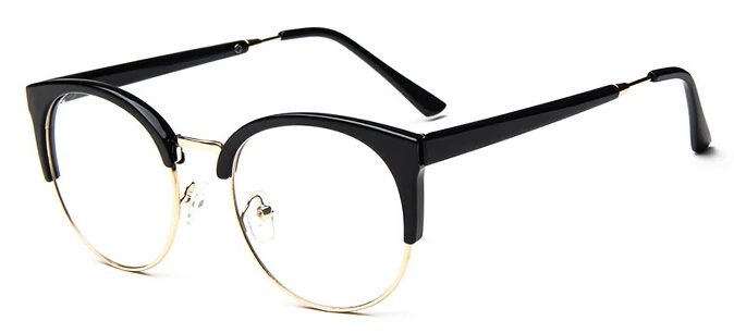 Модные женские очки, оправа для мужчин, оправа для очков, винтажные круглые прозрачные линзы, очки, оптическая оправа для очков - Цвет оправы: Black gold