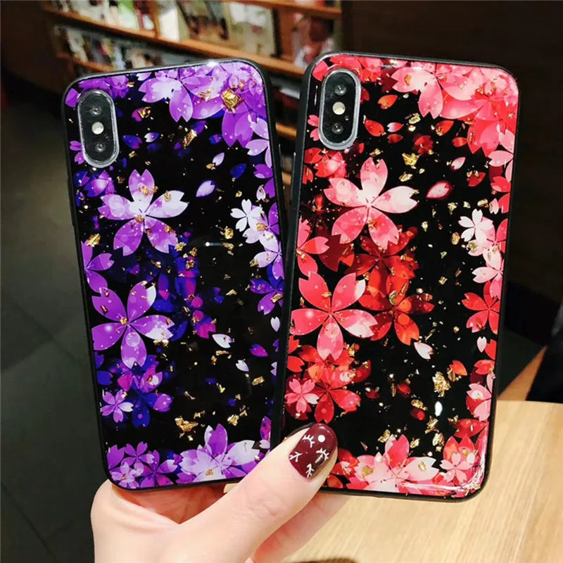 

Japanese romantic Sakura beauty girls phone case For coque iphone 8 plus 7 7plus 6 Kawaii silicone case for iphone cover X XR XS