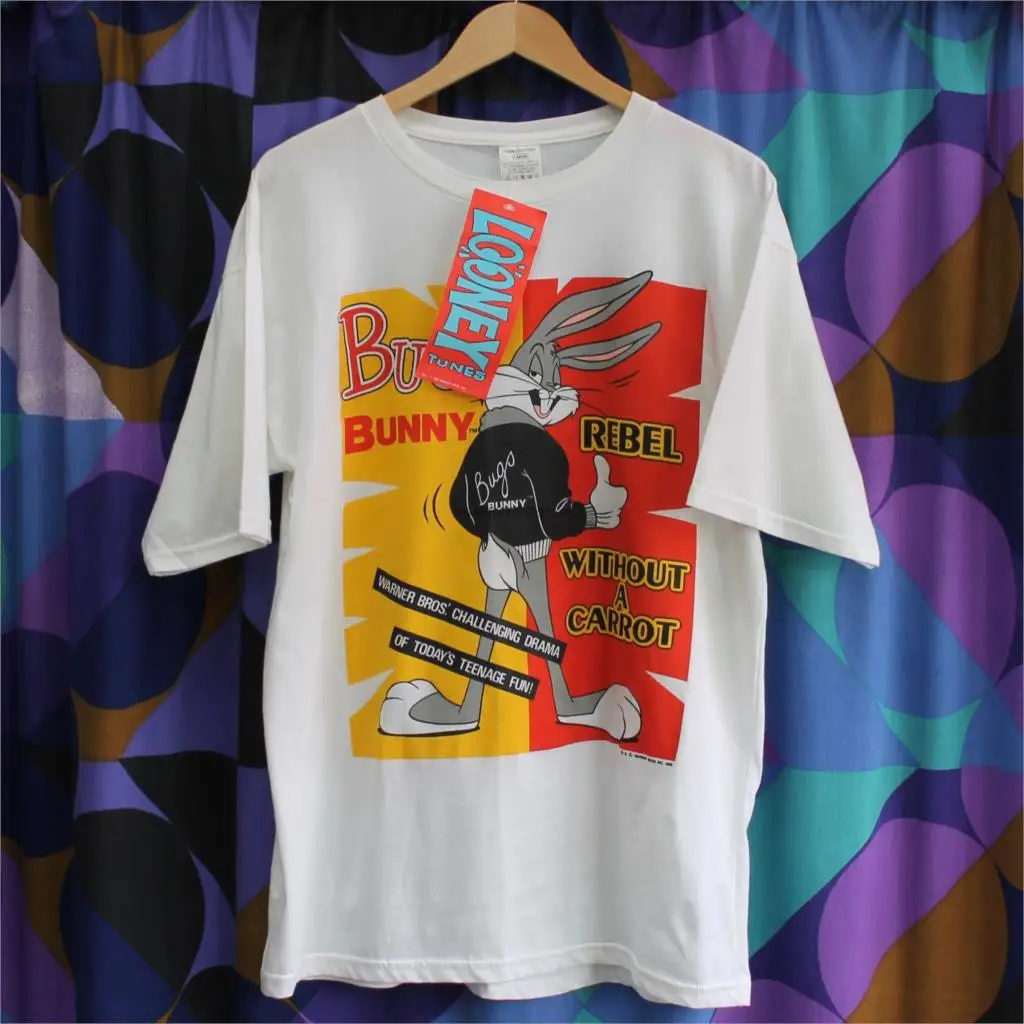Потрясающая винтажная белая футболка с принтом дэдстока 1990s Bugs Bunny Warner Bro Looney Tunes