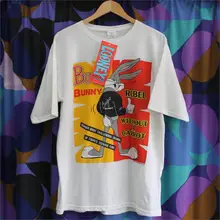 Increíble Vintage Deadstock 1990s Bugs Bunny Warner Bro Looney Tunes impreso camiseta blanca con etiqueta Original tamaño grande