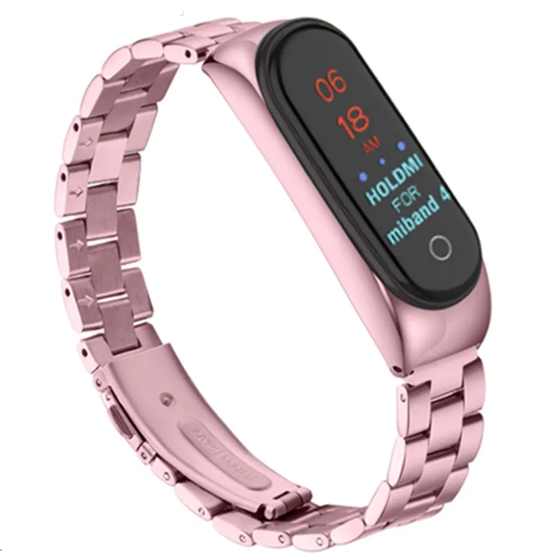 

Stainless Metal Wrist Strap For Xiaomi Mi Band 4 Smart Bracelet Buckle Triple Bead Strap Watch Band for Xiaomi Mi Band 4 Straps