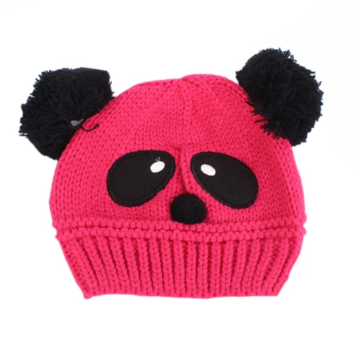 Теплый для новорожденных, детей с мультипликационным принтом «панда», шар вязанные крючком шапочка Кепки зимняя шапка S2 - Цвет: Лаванда