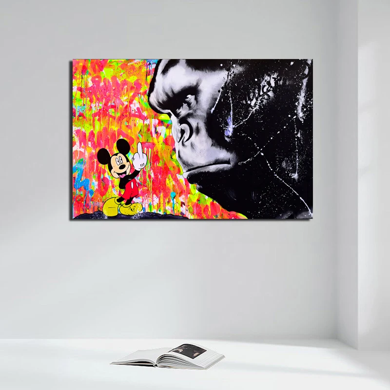 

Alec Monopoly Painting Donald Duck And King Kong Canvas Painting Prints Living Room Home Decor Modern Wall Art Painting Posters