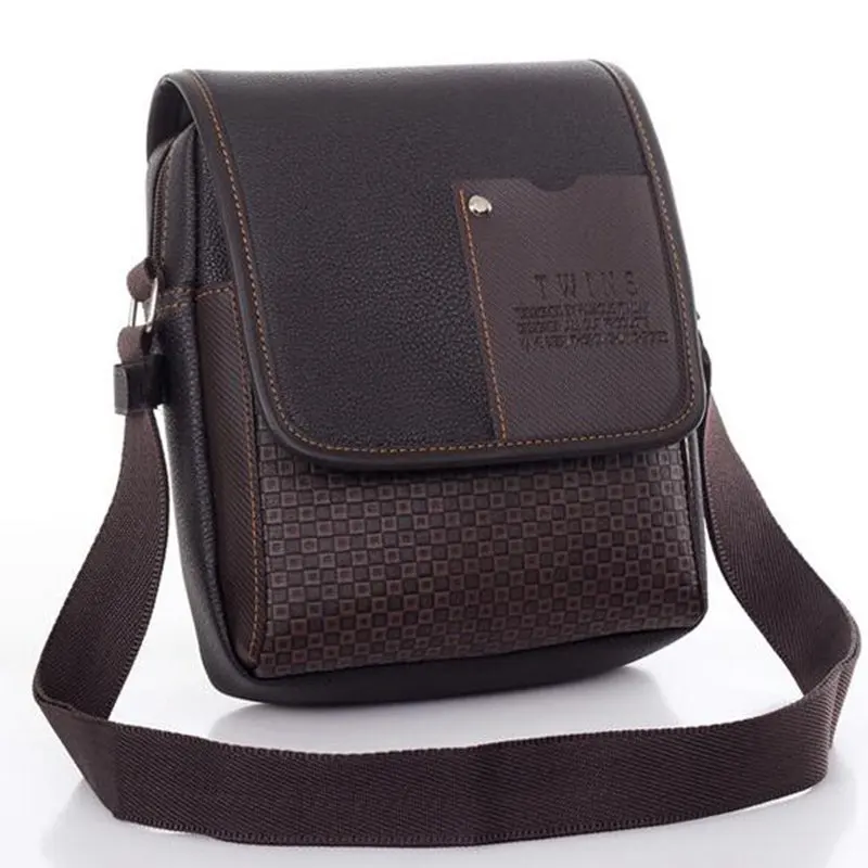 2019 خمر حقيبة رجالية الكتف crossbody أكياس للرجال حقيبة ساعي بريد للرجال جلدية بو منقوشة صغيرة الذكور حقائب الأسود L4-3333