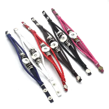 

6colors Adjustable 18/20mm Metal Snap Button PU leather Bracelet B321 Watches Women One Direction men's arm cuff bangle