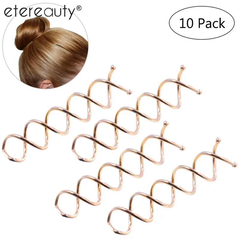 10 Pcs Spiral Twist Hair Pins Spin Clips Bun Stick Pick for DIY Hair
