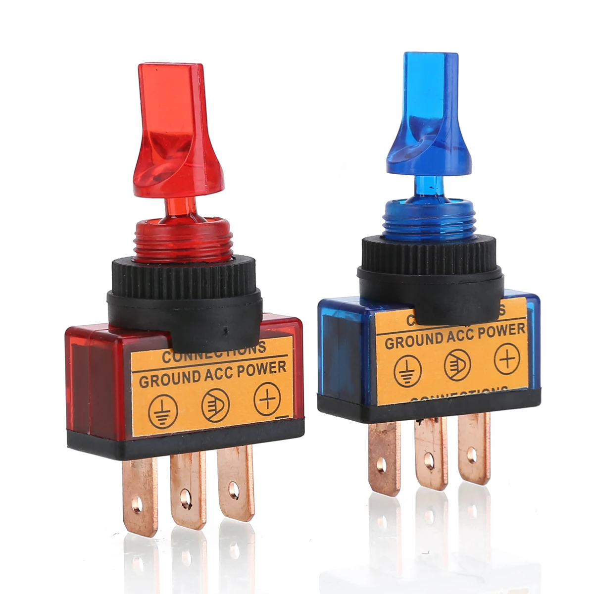 

4pcs 12V 20A Blue Red Green Orange LED Light Toggle Rocker Switch For LED Illuminated Momentary Switch