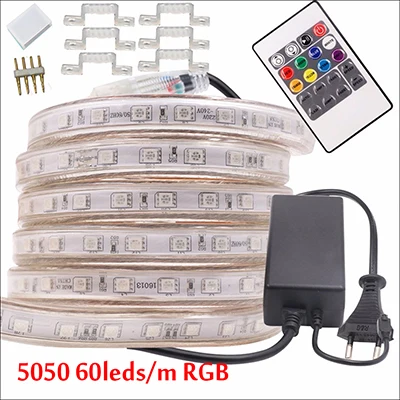 240 светодиодный s/m Светодиодные ленты SMD 5730 2835 5050 5630 220V 240V Водонепроницаемый светодиодный лента веревка светильник RGB теплый белый украшения дома светильник ing - Испускаемый цвет: 5050 60leds RGB