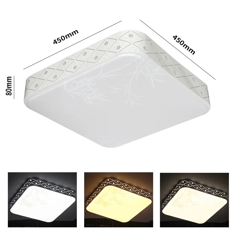 

LED Ceiling Lights Square type 72W AC 220V three color 5730 LED chips For dinning room bed room mondern ceiling lamp 2018 new