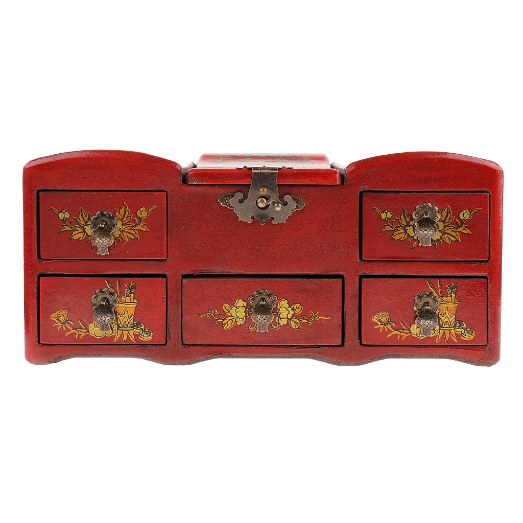 2019 Retro Jewelry Armoire Cabinet Box Storage Old Drawer Chinese