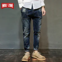 2017 New Spring and Summer Jeans Men Hole Causal Denim Pants Mid Fashion Trousers Full Length Pencil Balmai Robin Top