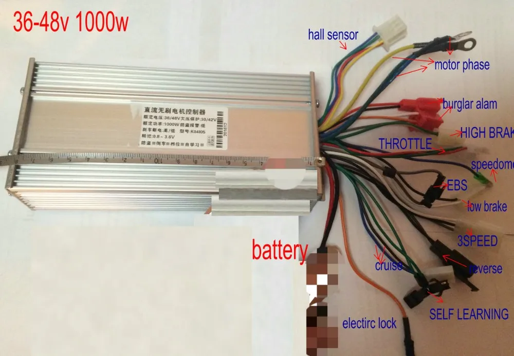 36v48v60v64v800w1000w BLDC контроллер двигателя 15mosfet с 3 скоростями обратный электрический скутер Интеллектуальный велосипед трехколесный велорикша часть