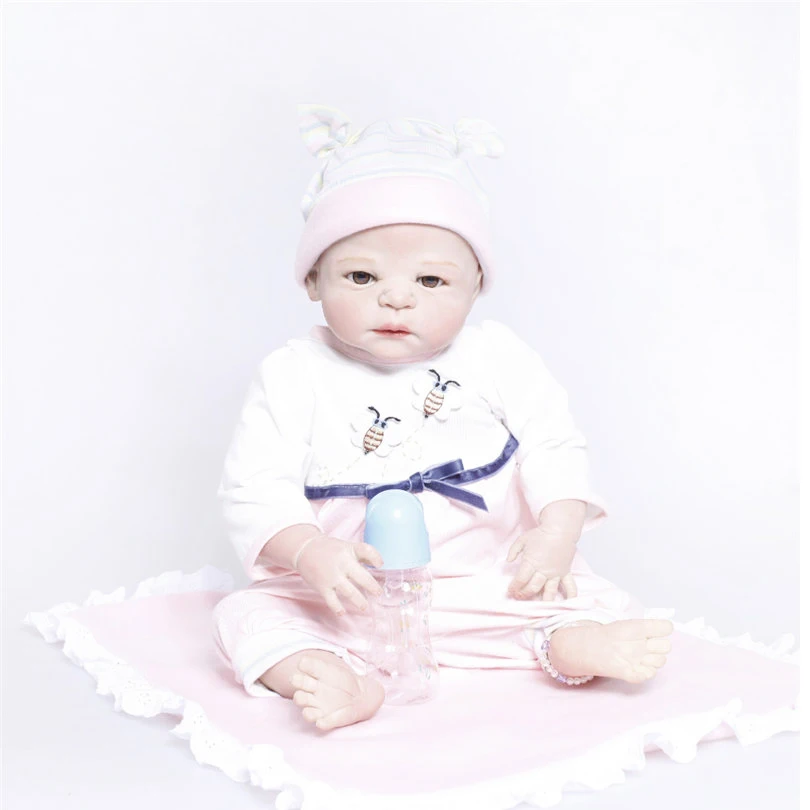 21 Inch Newborn Full Silicone Bebe Body Doll Reborn Realistic Collectible Baby Boy Reborn Doll Kids Toy Simulator Dolls For Sale