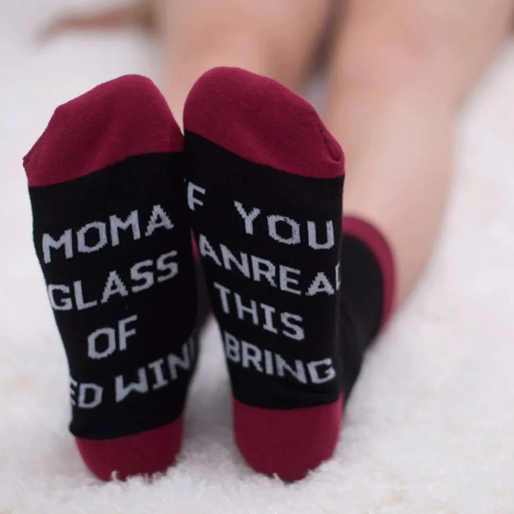 Fashion 1 Pairs Women Letter print socks If You Can Read This Bring Me A Glass of Wine/Cold Beer/Coffee Men Women Crew Socks