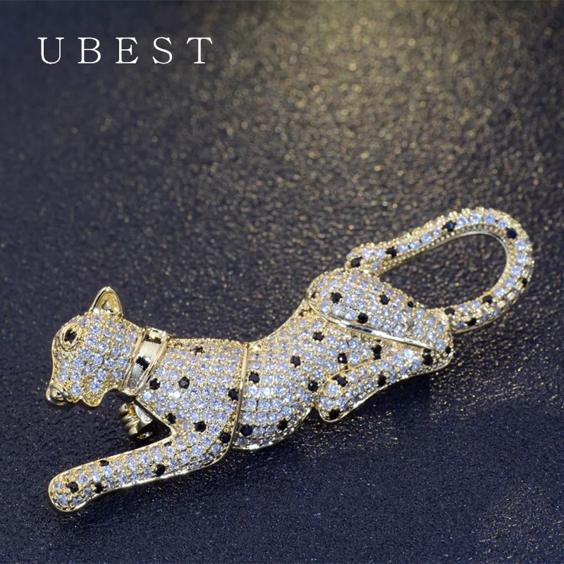 UBEST Роскошные брендовые циркониевые леопардовые броши в виде животных для женщин