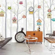 Bacaz олени деревья милая сова 3d мультфильм обои для детской комнаты 3D фотообои обои 3d мультфильм наклейки на стену