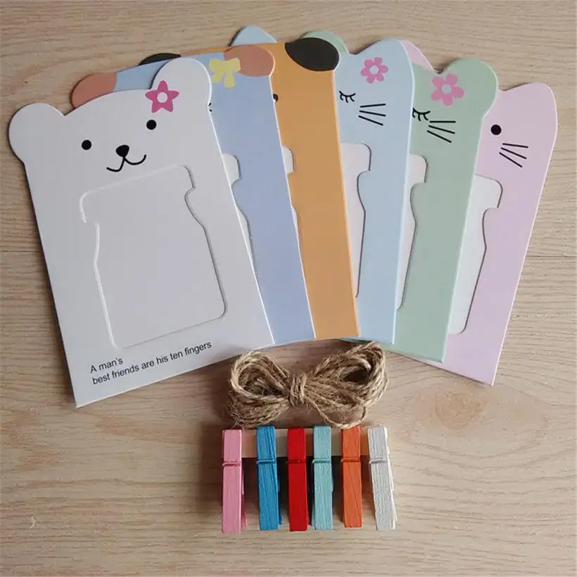 

Wall Deco DIY Creative Mini Paper Photo Frame With Mini Colored Clothespins And Twine -Fit Instax Mini Film dropshipping 18jun11