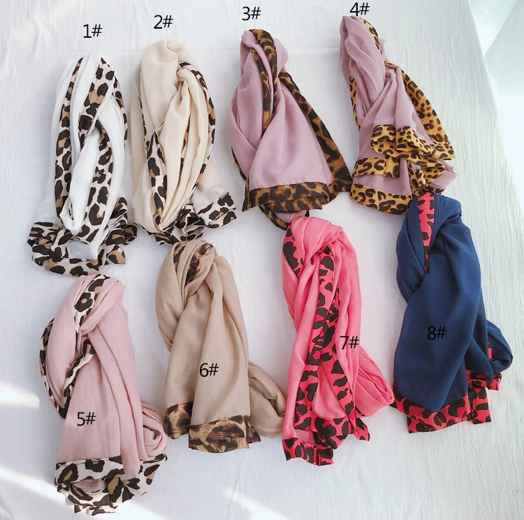 2019 новые Лидер продаж Однотонные леопардовые шарфы шали леопарда сбоку Шарф широкий шарф хиджаб 8 расцветок оптовая продажа 10 шт./лот