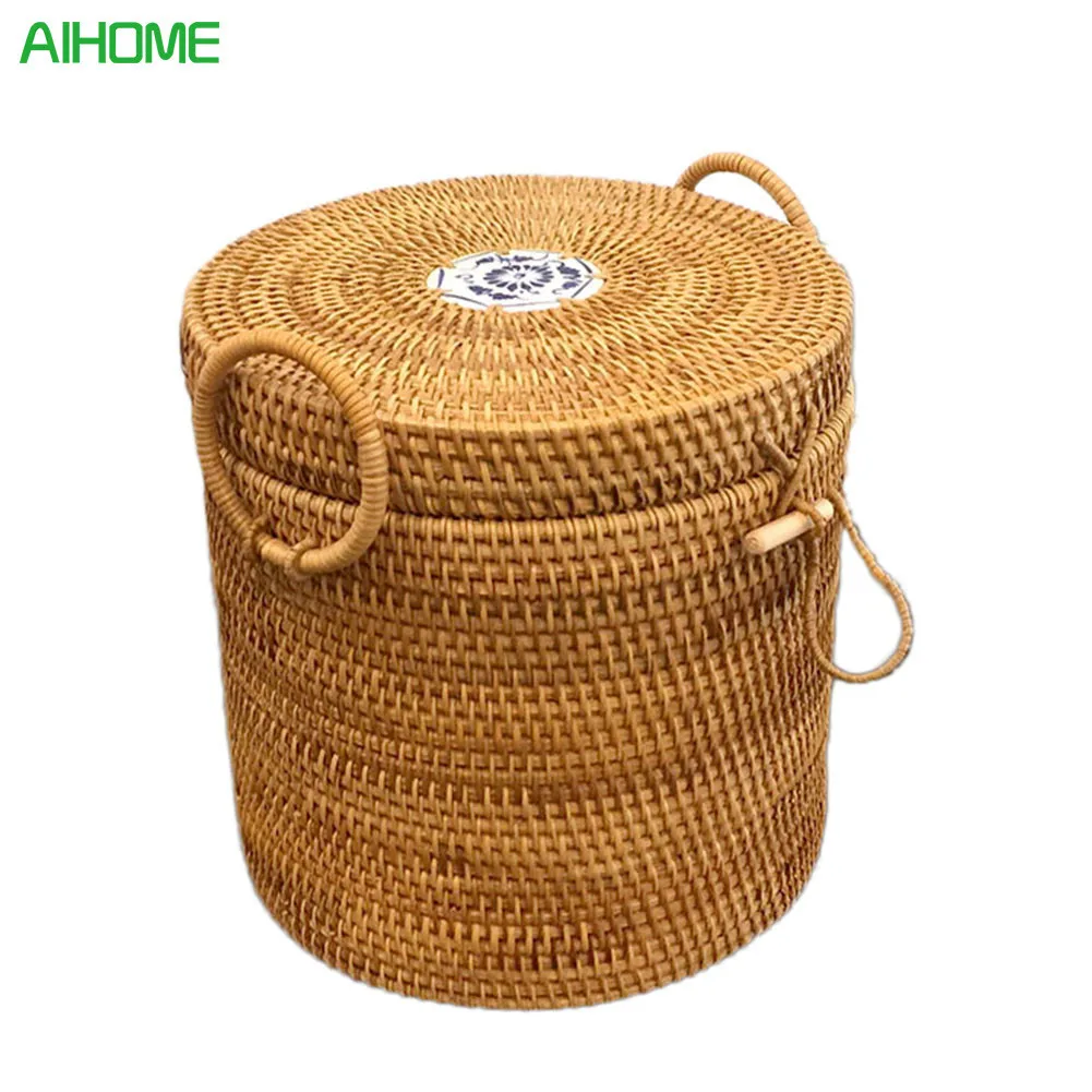 

2018 Three Patterns Rattan Braided Snack Candy Storage Basket Fruit Dish Innovative Fruit Plate Nordic Craft Storage Basket Box