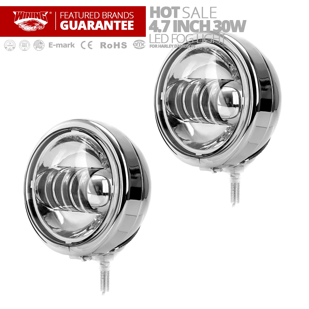 Chrome 4.7 Inch 30W Passing Light for Harley Daivdson Motorcycle 4-1/2&quot Led Fog Lamp Motor Auxiliary Headlight |