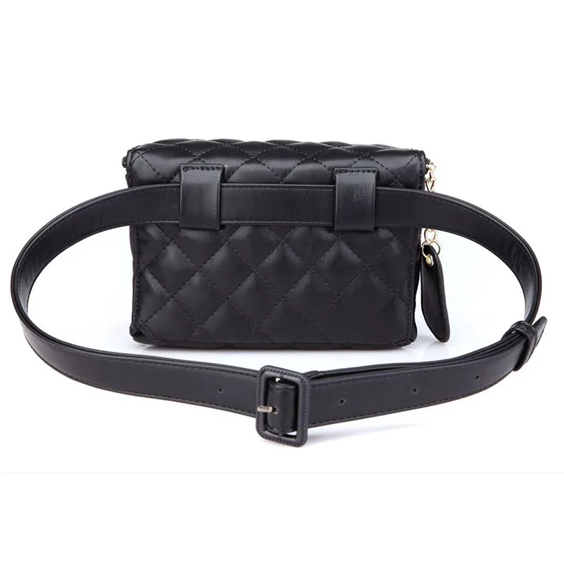 Simple Fashion Waist Bags For Women Black Plaid Fanny Pack Female Belt Bags High Quality Women Phone Pouch Wallet 4